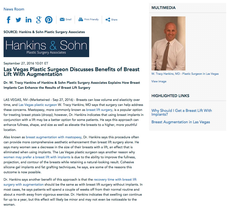 Dr. Hankins discusses breast lift surgery with implants.